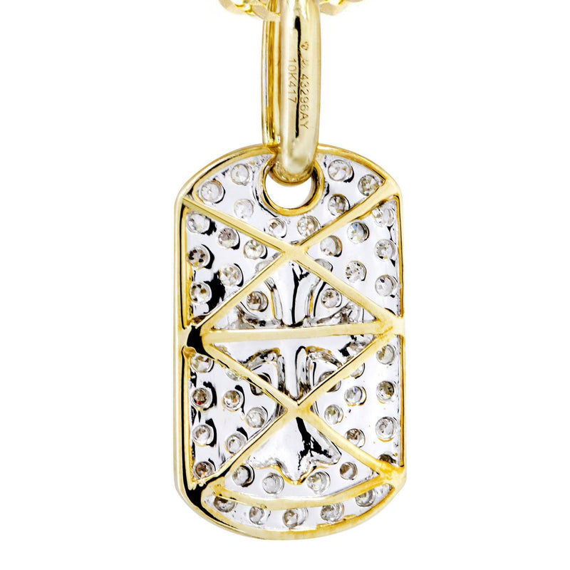 10K Yellow Gold Dog Tag Diamond Necklace  | 0.47 Carats