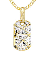 10K Yellow Gold Dog Tag Diamond Necklace  | 0.47 Carats