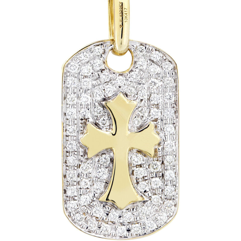 10K Yellow Gold Dog Tag Diamond Necklace  | 0.69 Carats