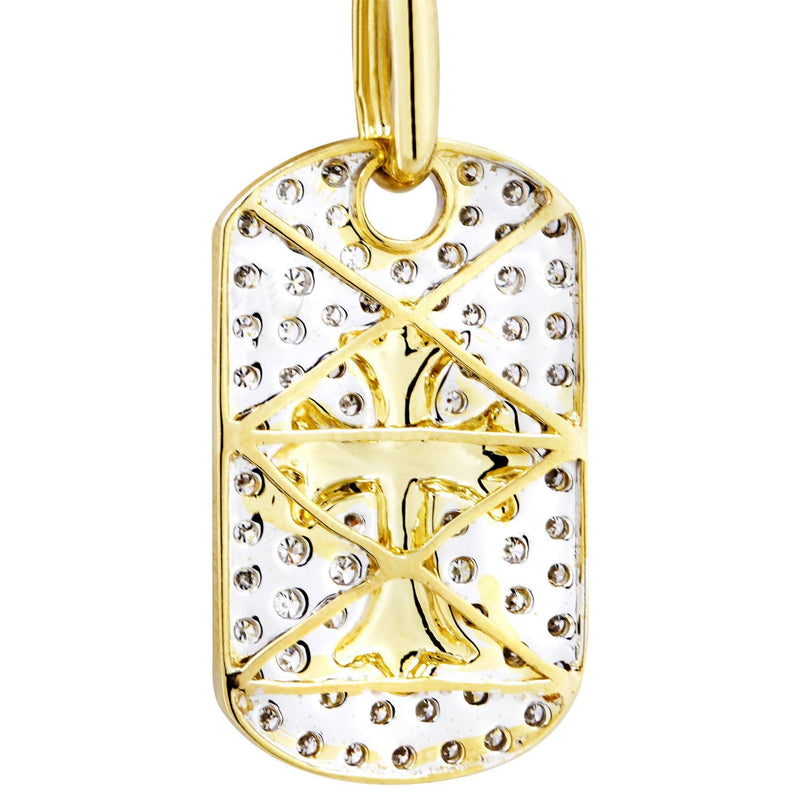 10K Yellow Gold Dog Tag Diamond Necklace  | 0.69 Carats