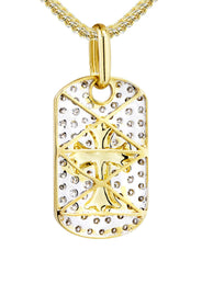 10K Yellow Gold Dog Tag Diamond Necklace  | 0.69 Carats