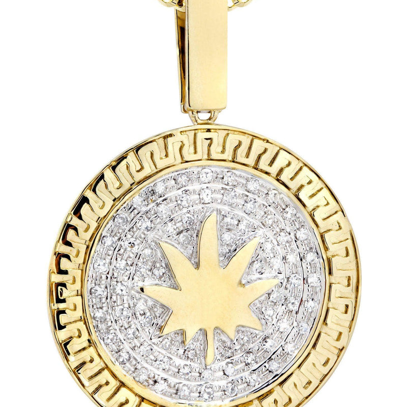 10K Yellow Gold Marijuana Leaf Diamond Necklace  | 0.88 Carats