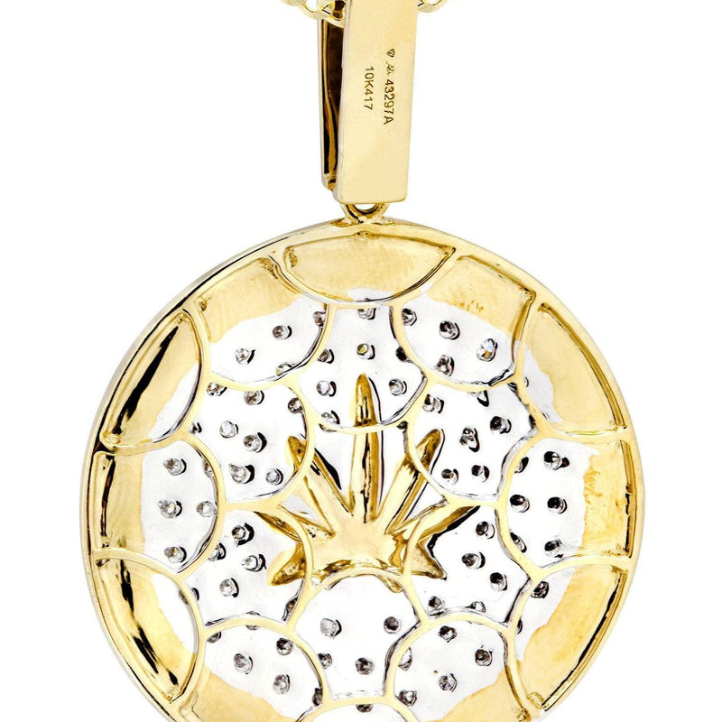 10K Yellow Gold Marijuana Leaf Diamond Necklace  | 0.88 Carats