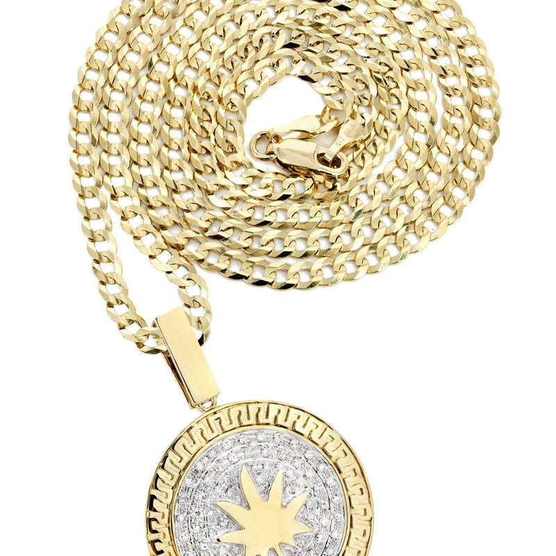10K Yellow Gold Marijuana Leaf Diamond Necklace  | 0.88 Carats
