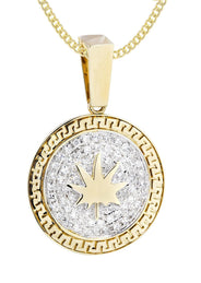 10K Yellow Gold Marijuana Leaf Diamond Necklace  | 0.62 Carats