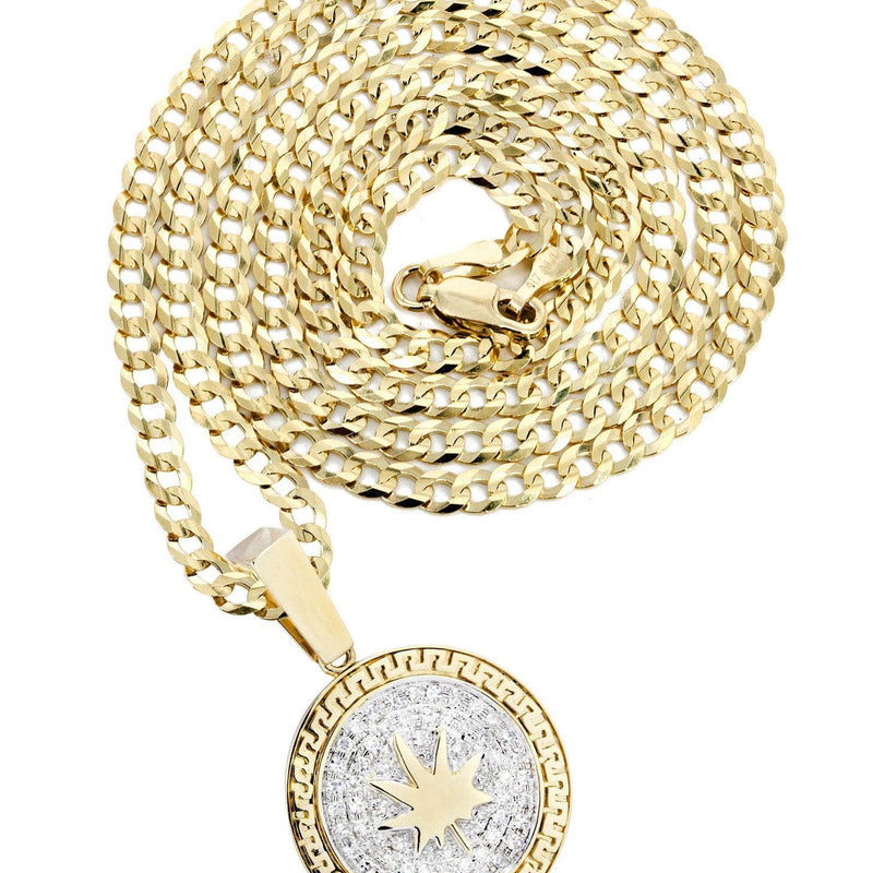 10K Yellow Gold Marijuana Leaf Diamond Necklace  | 0.62 Carats