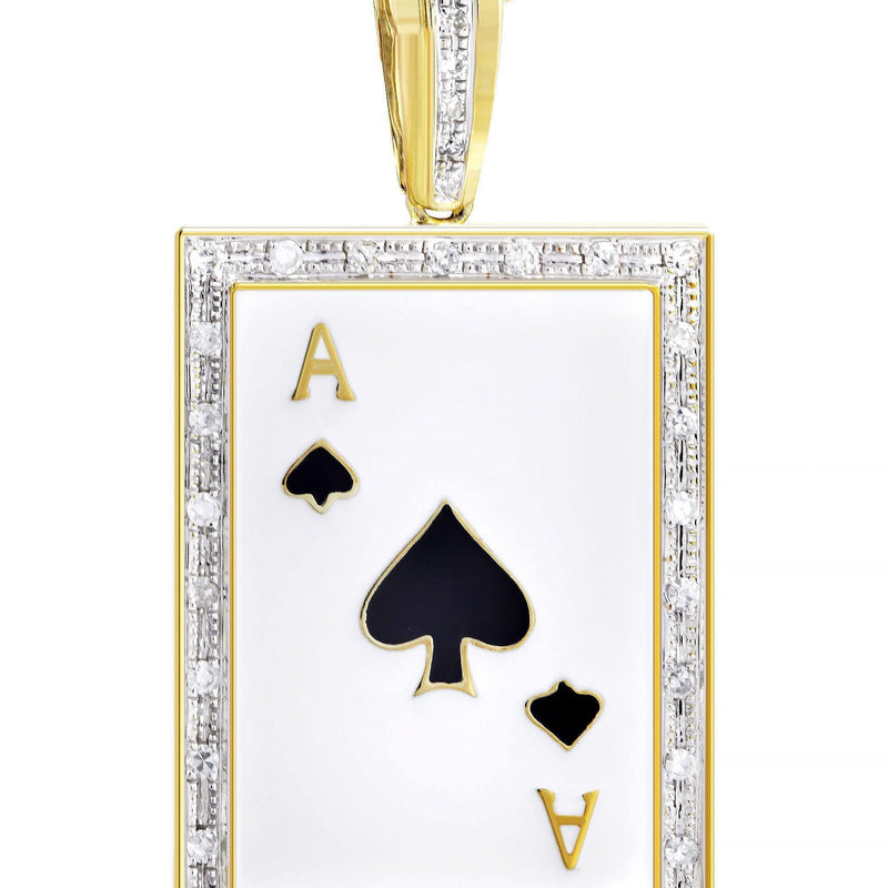 10K Yellow Gold Ace of Spades Diamond Necklace  | 0.55 Carats