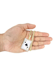 10K Yellow Gold Ace of Spades Diamond Necklace  | 0.55 Carats
