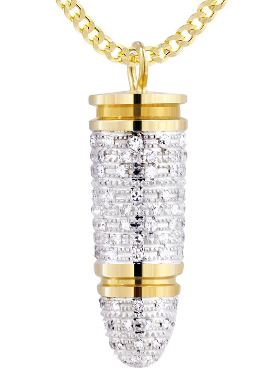 10K Yellow Gold Bullet Diamond Necklace  | 1.03 Carats