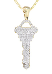 10K Yellow Gold Key Diamond Necklace  | 1.17 Carats