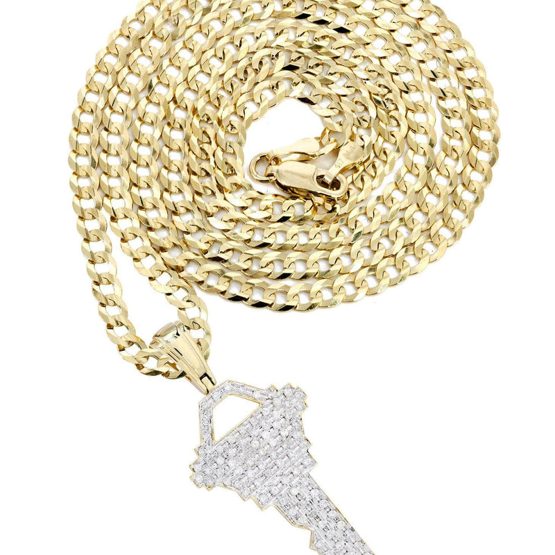 10K Yellow Gold Key Diamond Necklace  | 1.17 Carats