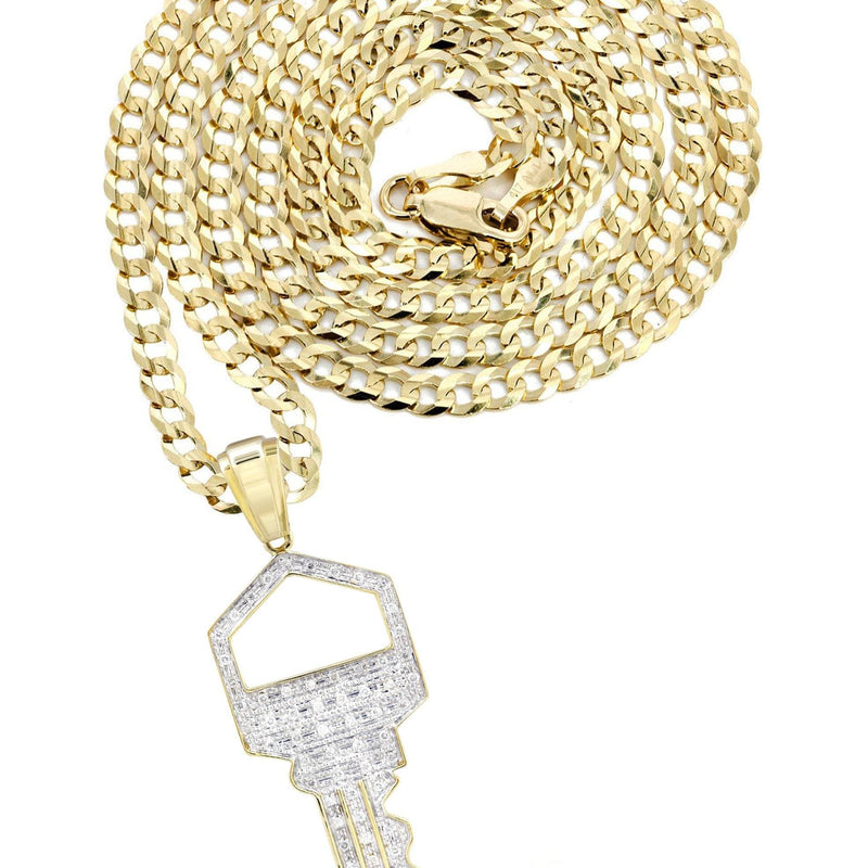 10K Yellow Gold Key Diamond Necklace  | 0.45 Carats