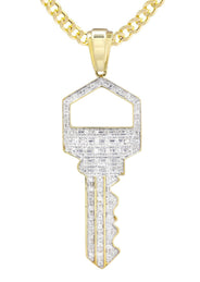 10K Yellow Gold Key Diamond Necklace  | 0.45 Carats
