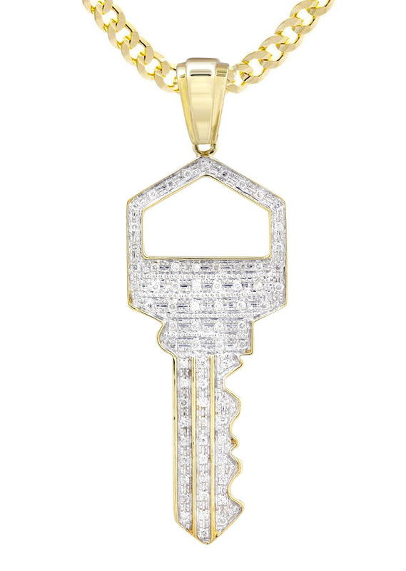 10K Yellow Gold Key Diamond Necklace  | 0.45 Carats