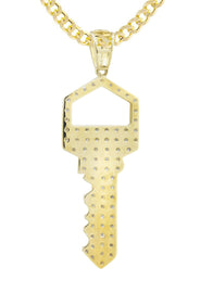 10K Yellow Gold Key Diamond Necklace  | 0.45 Carats