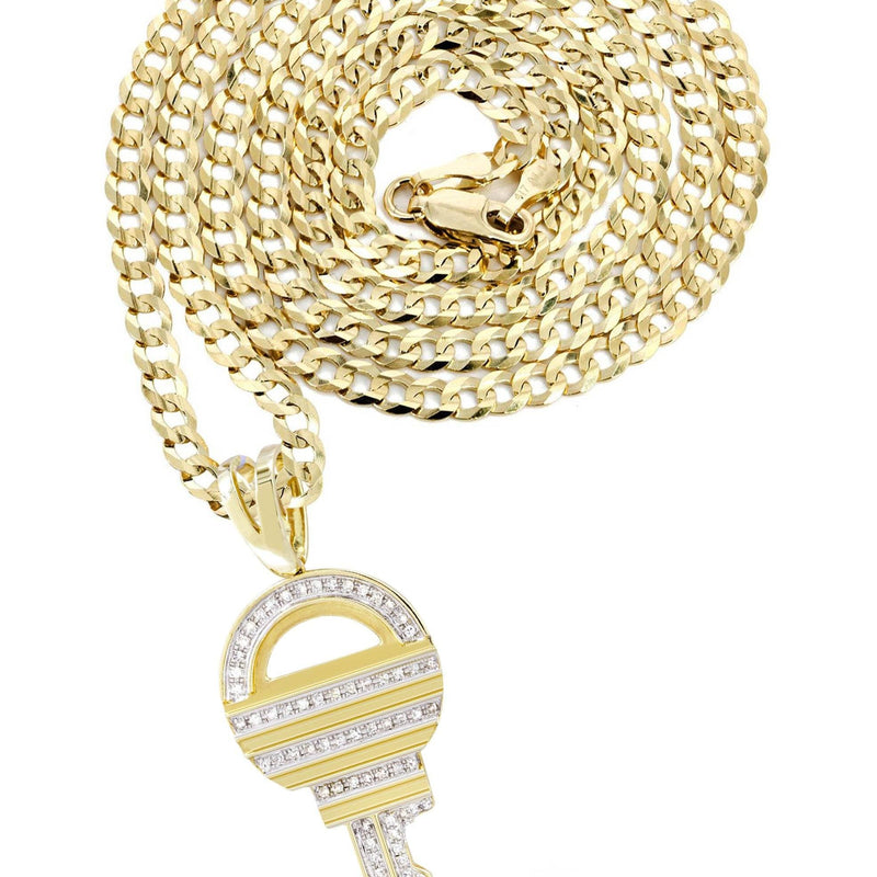10K Yellow Gold Key Diamond Necklace  | 0.55 Carats