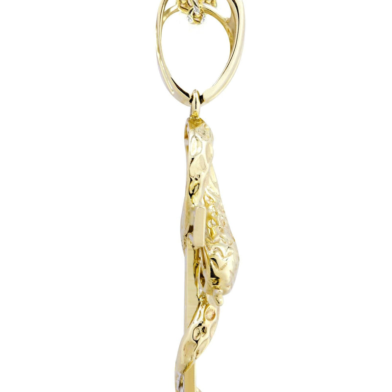 10K Yellow Gold Serpent Ankh Diamond Necklace  | 0.17 Carats