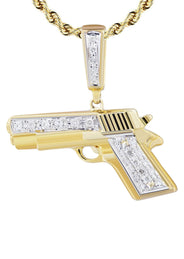 10K Yellow Gold Gun Diamond Necklace  | 0.19 Carats
