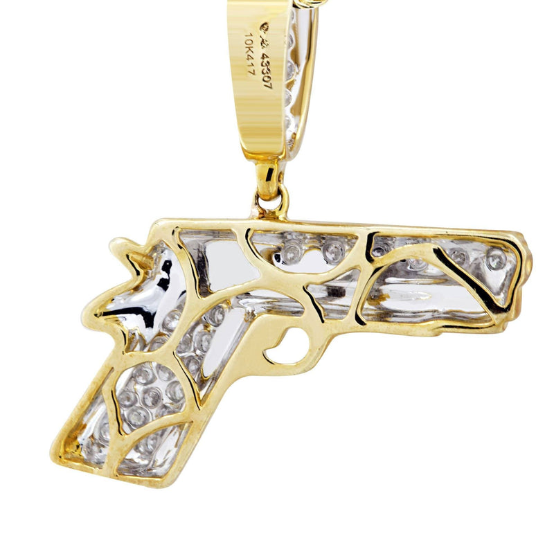 10K Yellow Gold Gun Diamond Necklace  | 0.19 Carats