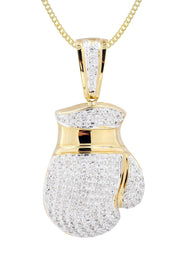 10K Yellow Gold Boxing Glove Diamond Necklace  | 1.42 Carats
