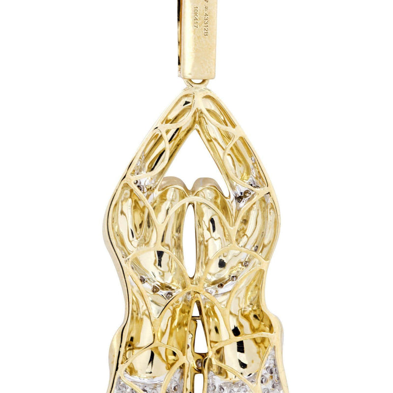 10K Yellow Gold Praying Hands Diamond Necklace  | 0.73 Carats
