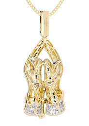 10K Yellow Gold Praying Hands Diamond Necklace  | 0.73 Carats