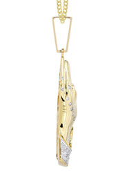 10K Yellow Gold Praying Hands Diamond Necklace  | 0.73 Carats