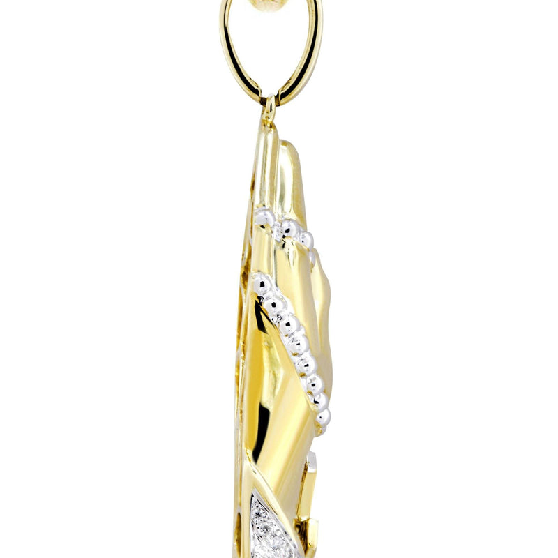 10K Yellow Gold Praying Hands Diamond Necklace  | 0.46 Carats