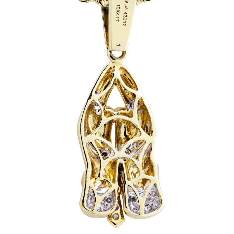 10K Yellow Gold Praying Hands Diamond Necklace  | 0.36 Carats