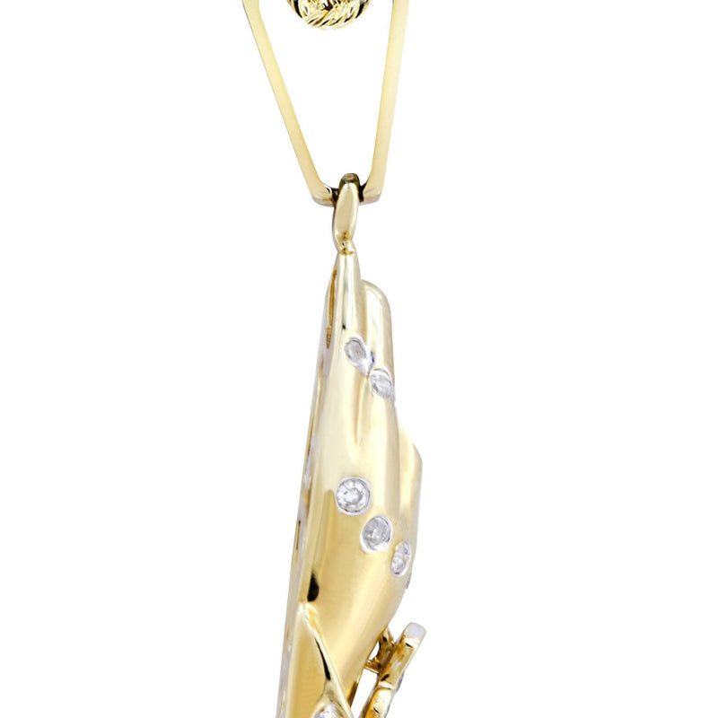 10K Yellow Gold Praying Hands Diamond Necklace  | 0.36 Carats