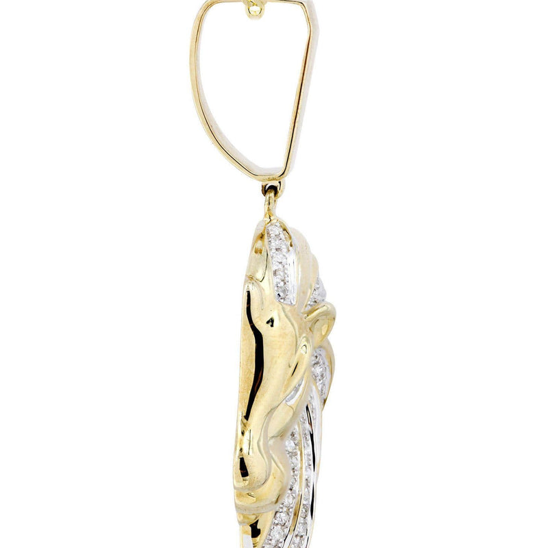 10K Yellow Gold Lion Head Diamond Necklace  | 0.84 Carats