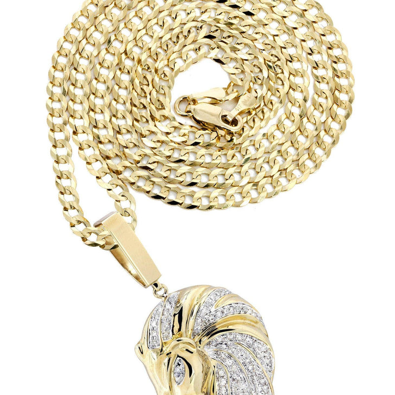 10K Yellow Gold Lion Head Diamond Necklace  | 0.84 Carats