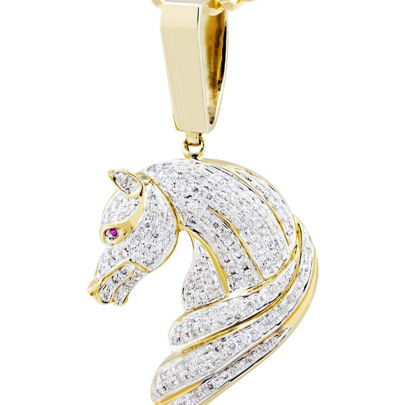 10K Yellow Gold Horse Diamond Necklace  | 1.07 Carats