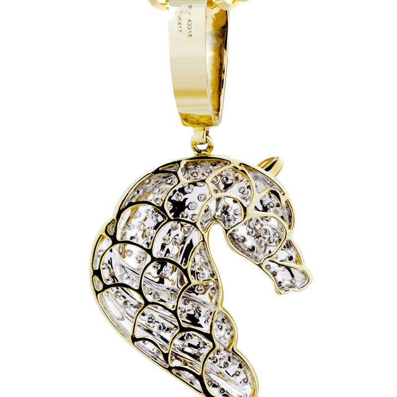 10K Yellow Gold Horse Diamond Necklace  | 1.07 Carats