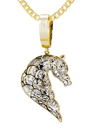 10K Yellow Gold Horse Diamond Necklace  | 1.07 Carats