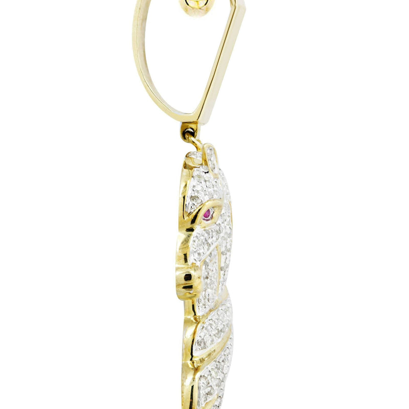 10K Yellow Gold Horse Diamond Necklace  | 1.07 Carats