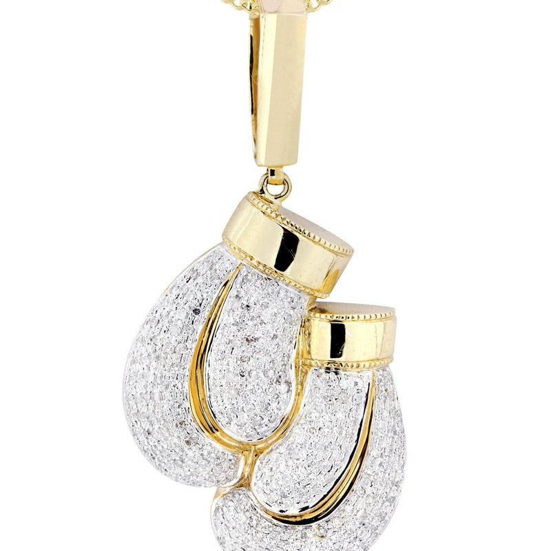 10K Yellow Gold Boxing Glove Diamond Necklace  | 1.47 Carats