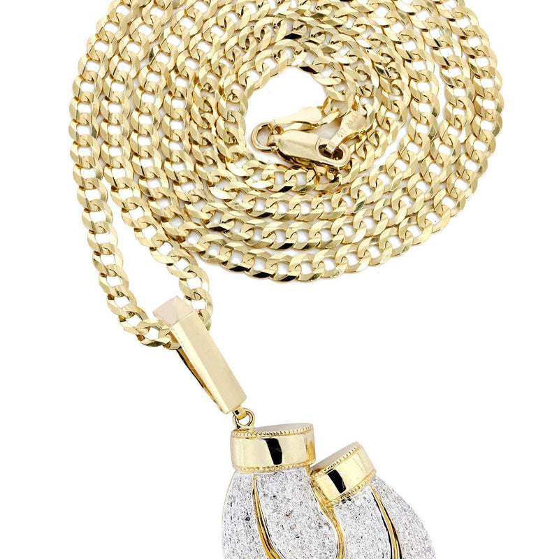 10K Yellow Gold Boxing Glove Diamond Necklace  | 1.47 Carats