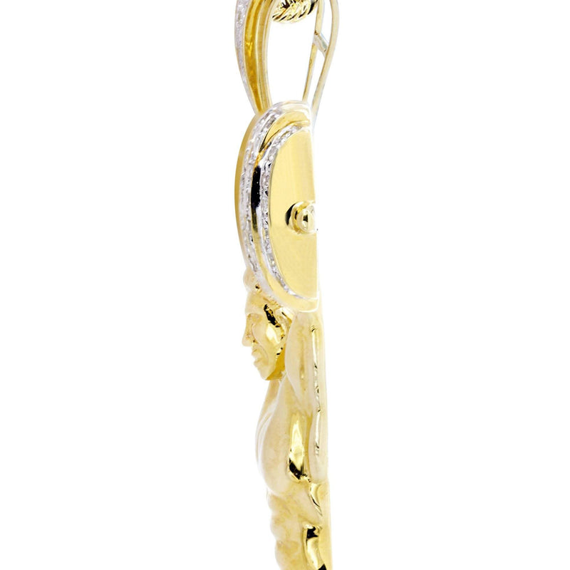 10K Yellow Gold Muscle Man Diamond Necklace  | 0.85 Carats