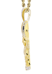 10K Yellow Gold Muscle Man Diamond Necklace  | 0.85 Carats