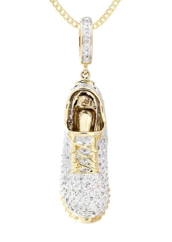 10K Yellow Gold Sneaker Diamond Necklace  | 1.13 Carats