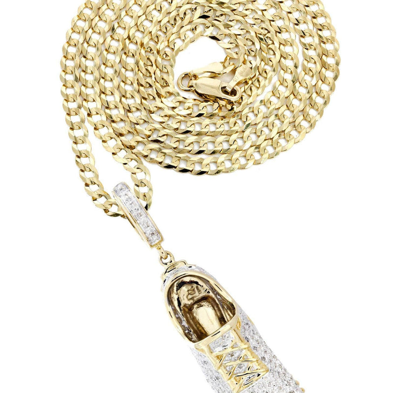 10K Yellow Gold Sneaker Diamond Necklace  | 1.13 Carats
