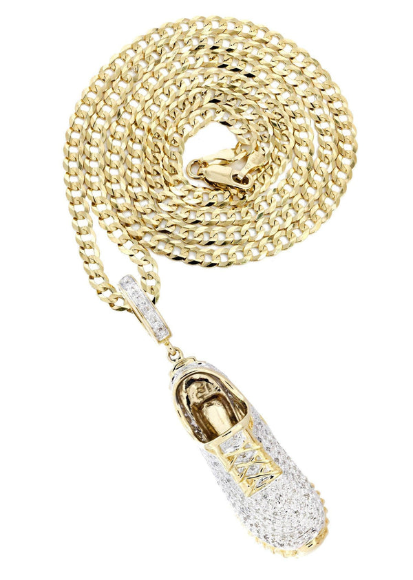 10K Yellow Gold Sneaker Diamond Necklace  | 1.13 Carats