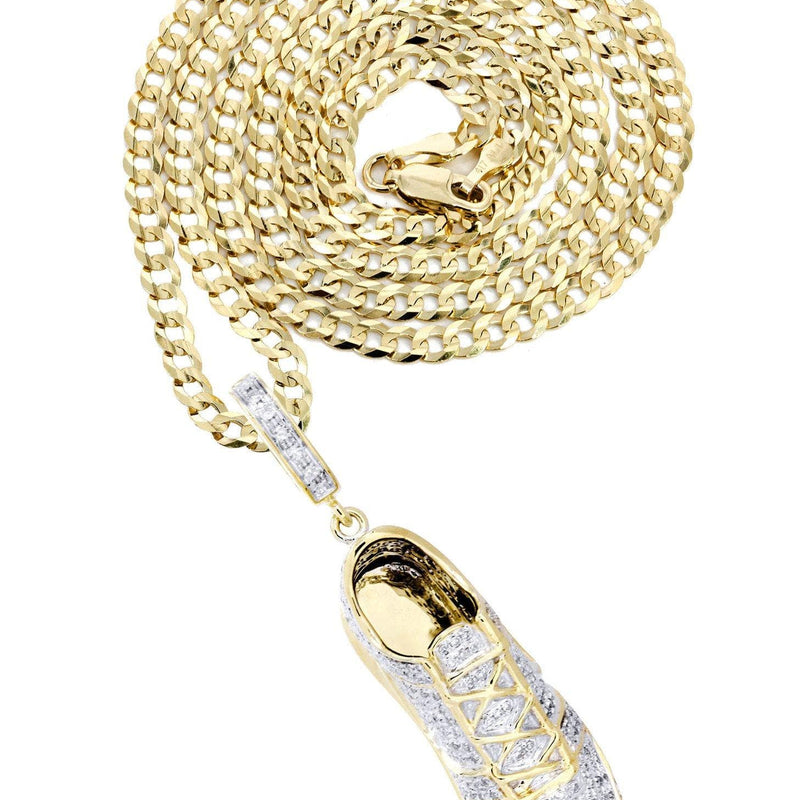 10K Yellow Gold Sneaker Diamond Necklace  | 1.02 Carats