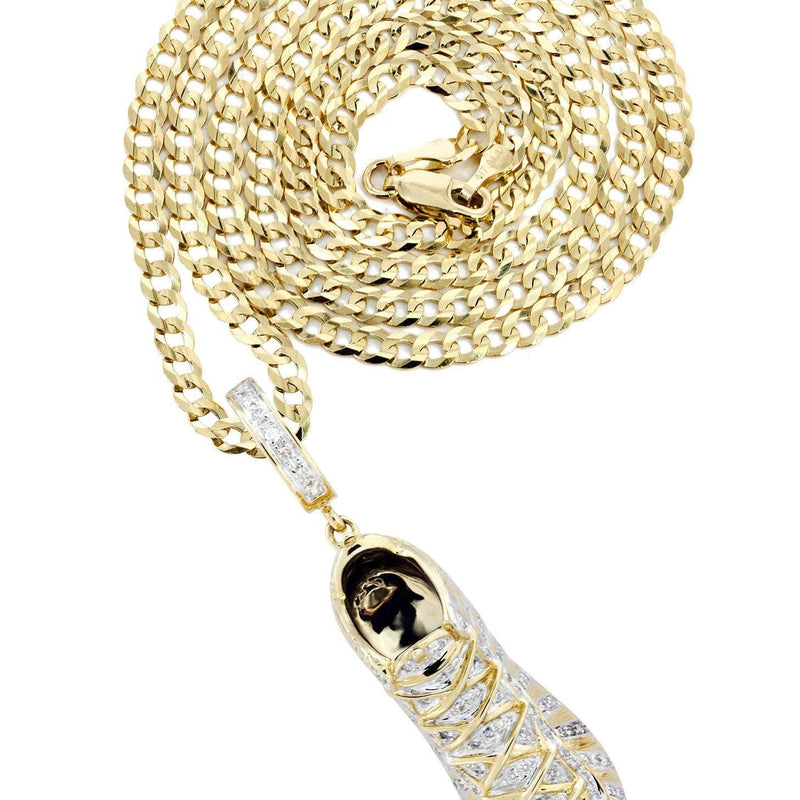 10K Yellow Gold Sneaker Diamond Necklace  | 0.68 Carats