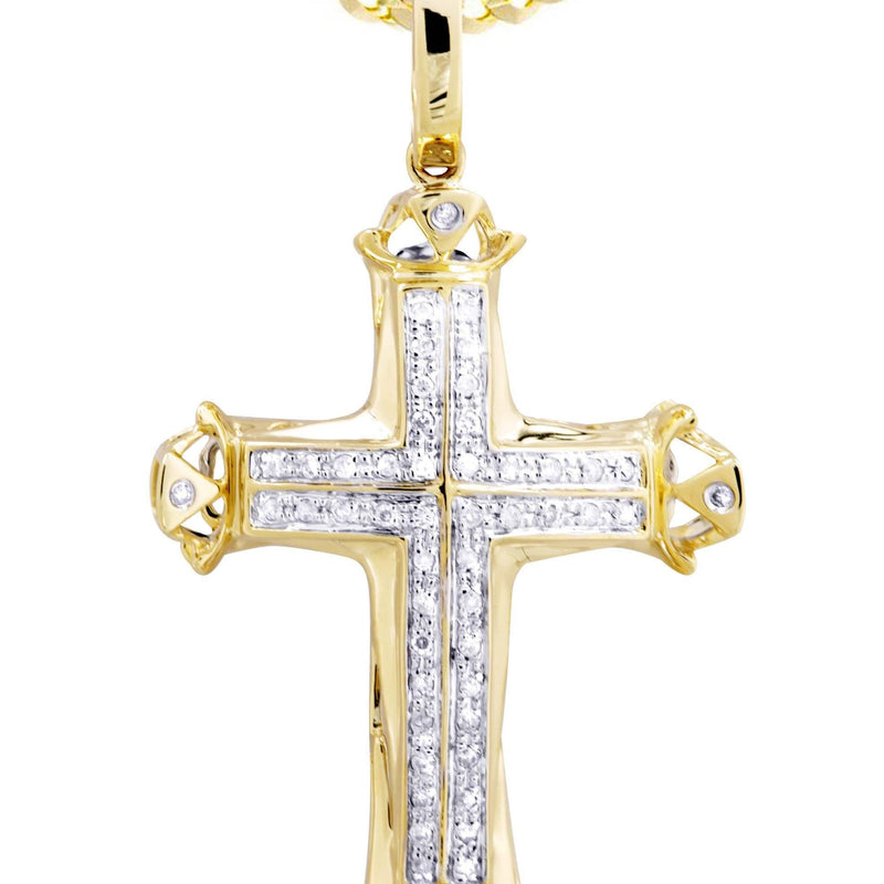 10K Yellow Gold Cross Diamond Necklace  | 0.21 Carats