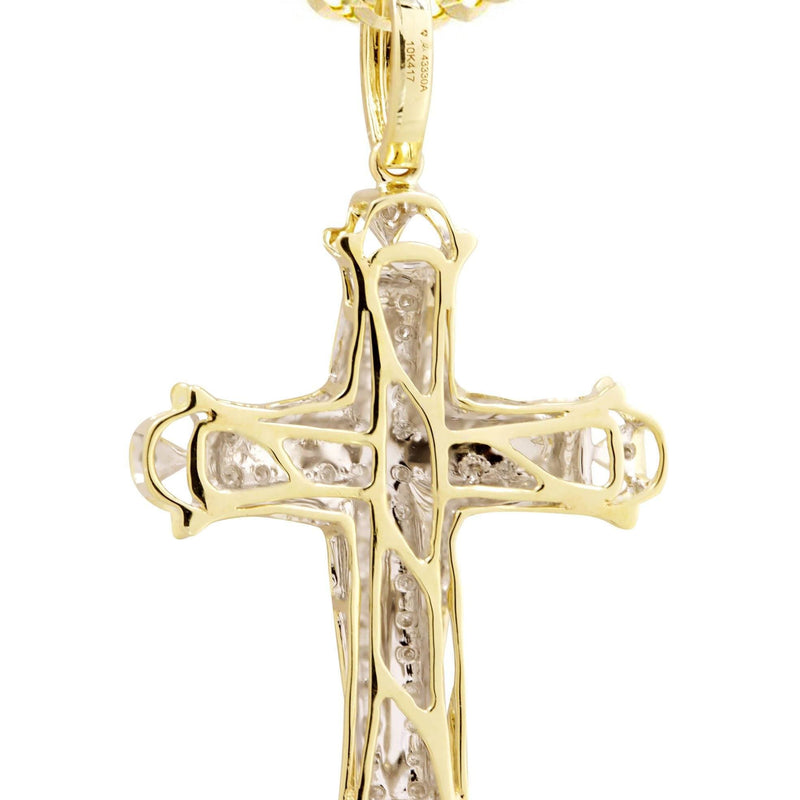 10K Yellow Gold Cross Diamond Necklace  | 0.21 Carats