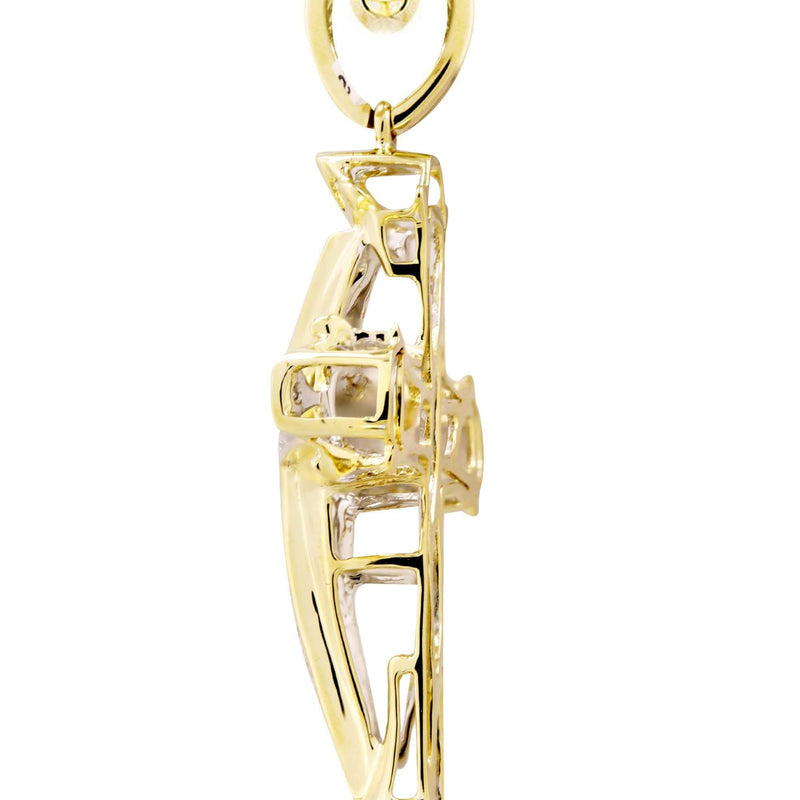 10K Yellow Gold Cross Diamond Necklace  | 0.21 Carats