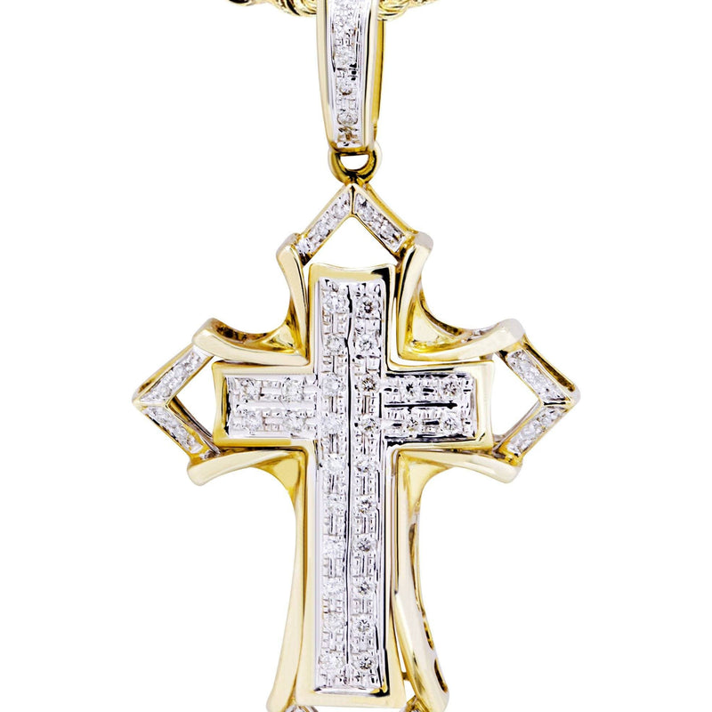10K Yellow Gold Cross Diamond Necklace  | 0.32 Carats