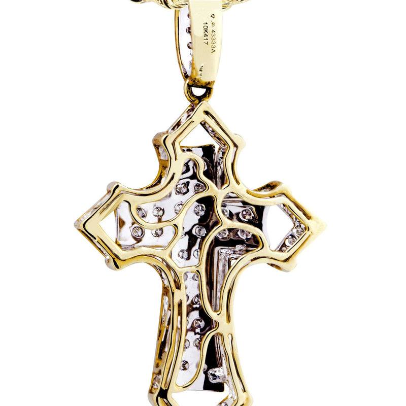 10K Yellow Gold Cross Diamond Necklace  | 0.32 Carats